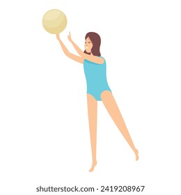 Pool ball play icon cartoon vector. Girl fun party. Aquatic vacation