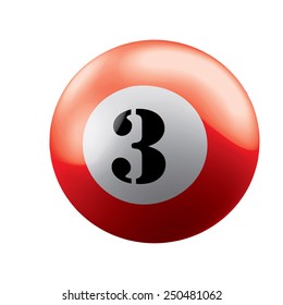 Pool ball Red number 3 (vector image)