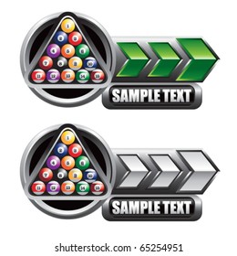 pool balls green and white arrow nameplates