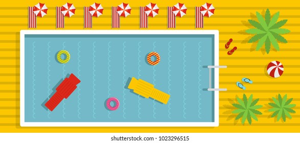 Pool banner. Flat illustration of pool vector banner for web