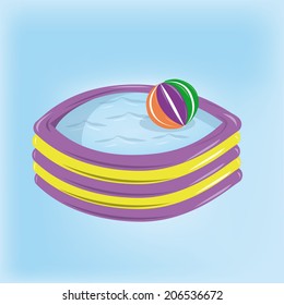 a pool with a beach ball and water