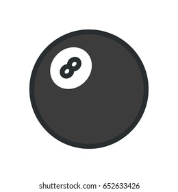 Pool Billiard Snooker Eight Ball Minimal Flat Color Line Outline Stroke Icon Pictogram Symbol