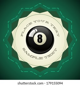 Pool Black Ball number eight - vector badge - icon