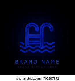 Pool blue chromium metallic logo