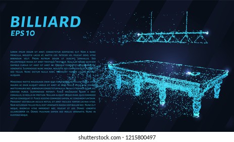 The pool of blue glowing lights. A billiard table of particles