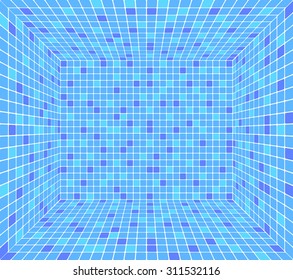 pool of blue and blue mosaic top view