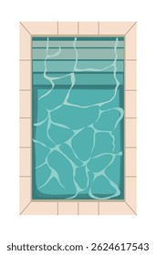 A pool with a blue water and a white wall. The pool is rectangular in shape. Design element for landscape design plans. Vector illustration isolated on white background