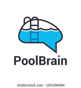 pool brain graphic design logo vector modern