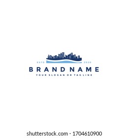 pool and building logo design vector template