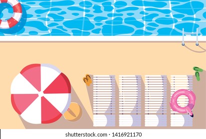 Pool chairs and umbrella design