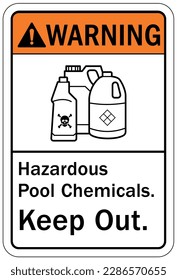Pool chemical hazard sign and labels