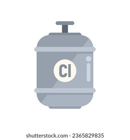 Pool chlorine tank icon flat vector. Water cleaning. Family outdoor isolated