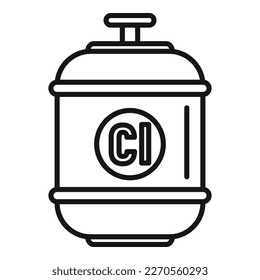 Pool chlorine tank icon outline vector. Water cleaning. Family outdoor