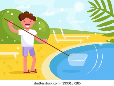 Pool cleaner Vector. Cartoon. Isolated art Flat