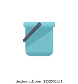 Pool cleaning bucket icon flat vector. Pump repair. Net cleaner isolated