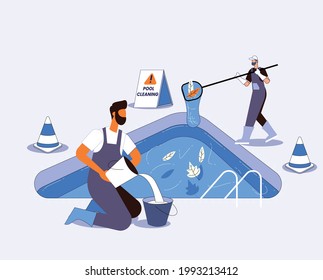 Pool cleaning concept illustration vector