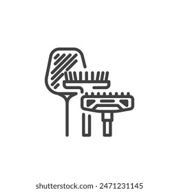 Pool Cleaning Equipment line icon. linear style sign for mobile concept and web design. Pool cleaning accessories outline vector icon. Symbol, logo illustration. Vector graphics