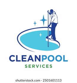 Design-Vorlage für das Logo der Poolreinigung. Business-Logo für Schwimmbadinstandhaltung.