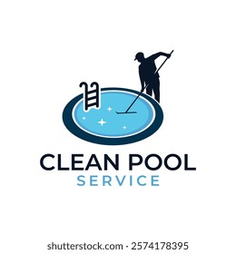 Pool Cleaning logo design template. Swimming Pool Maintenance Logo