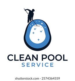 Pool Cleaning logo design vector template
