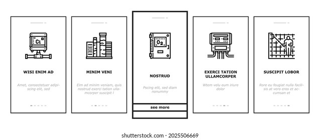 Pool Cleaning Service Onboarding Mobile App Page Screen Vector. Pool Cleaning Electronic Robot With Vacuum Brush And Cleaner Equipment, Ozonator And Filtration Illustrations