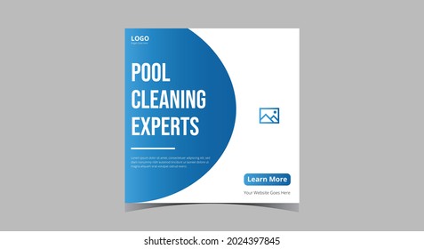 Pool Cleaning Service Social Media Post. Keep Your Pool Clean Service Social Media Post Template