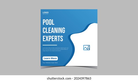 Pool cleaning service social media post. Keep your pool clean service social media post template