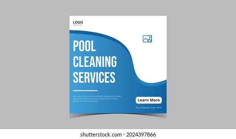 Pool Cleaning Service Social Media Post. Keep Your Pool Clean Service Social Media Post Template