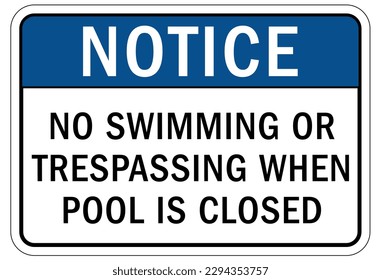 Pool closed sign and labels