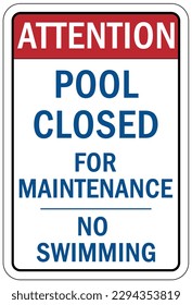 Pool closed sign and labels