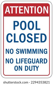 Pool closed sign and labels
