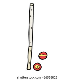 pool cue and balls cartoon