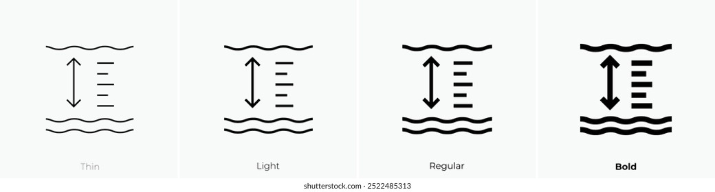 pool depth icon. Thin, Light Regular And Bold style design isolated on white background