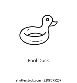 Pool Duck Vector Umriss Icon Design Illustration. Reisesymbol auf weißem Hintergrund EPS10-Datei