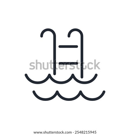 Pool editable stroke outline icon isolated on white background flat vector illustration. Pixel perfect. 64 x 64