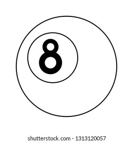 Pool eight ball cartoon in black and white
