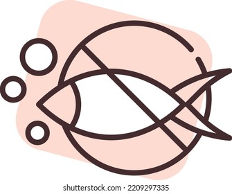 Pool fish feeding not allowed, illustration, vector on white background.