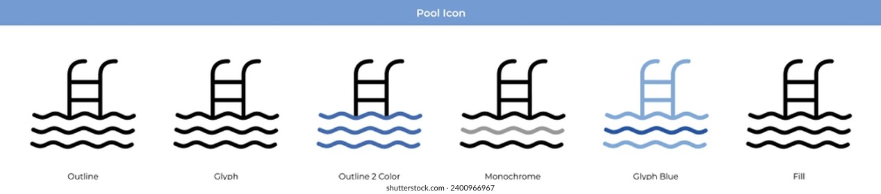 Pool Fitness Vector Icon Set