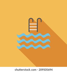 Pool flat icon with long shadow