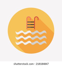 Pool flat icon with long shadow