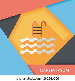 Pool flat icon with long shadow
