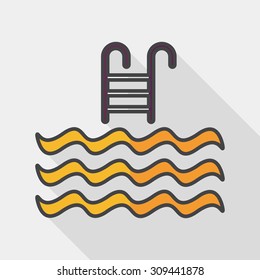 Pool flat icon with long shadow