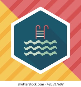 Pool flat icon with long shadow