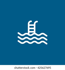 Pool  Flat Icon On Blue Background