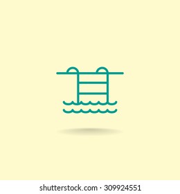 Pool flat icon on blurred background