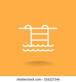 Pool flat icon on blurred background