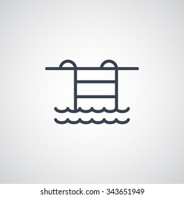 Pool flat icon on blurred background