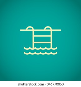 Pool flat icon on blurred background