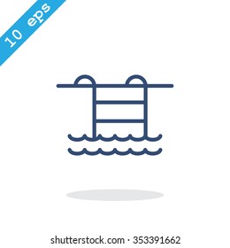 Pool flat icon on blurred background