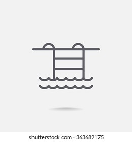 Pool flat icon on blurred background